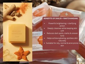 HALDI RAKTCHANDAN SOAP 100% HOMEMADE WITH PURE HERBS (SET OF 5 SOAP 100 -120G EACH) 0.59/g